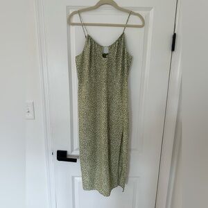 Abercrombie Green Patterned Midi Dress with slit